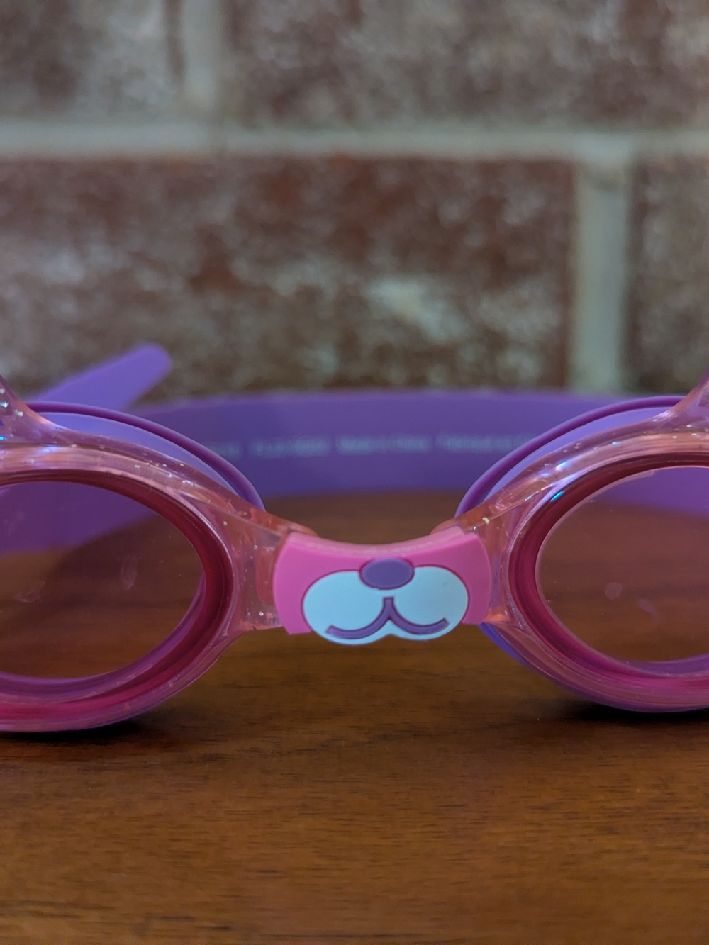 Kids Pink Purple Swim Goggles with Cute Nose Bridge